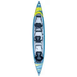 Aufblasbares Kajak Tahe Kayak Air Breeze Full HP3 -Camping Lieferungen Verkäufe draufsicht tahe kayak air breeze full hp3 kajak blaues gelbes aufblasbares von oben drei personen erwachsene familienkajak 1000 2 22479